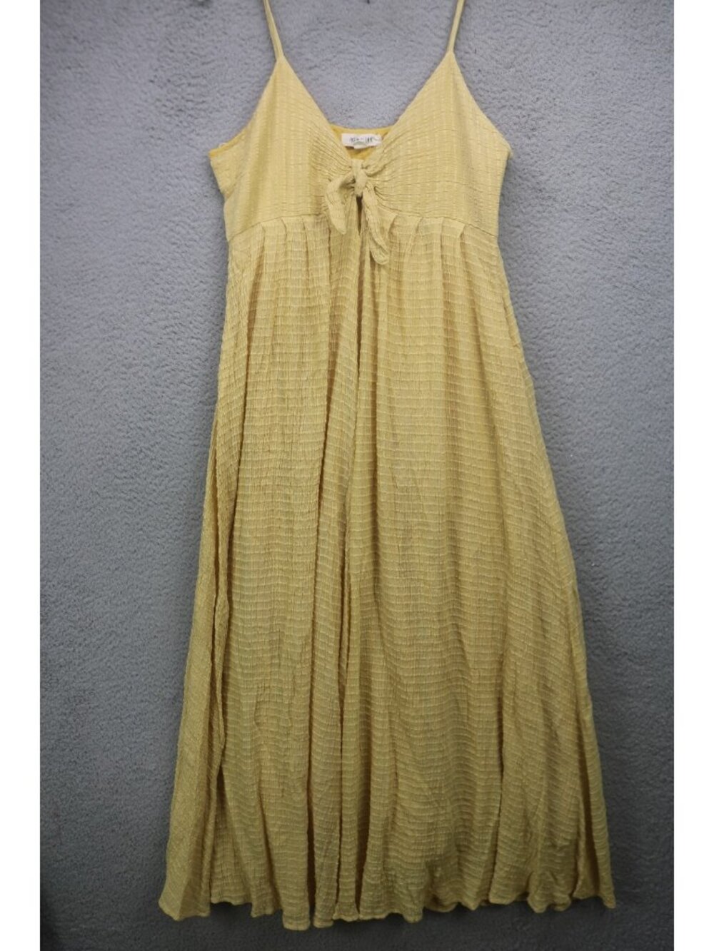 Fashion on Earth Mustard Babydoll Textured Maxi Dress-Large-Cottagecore-Romantic
